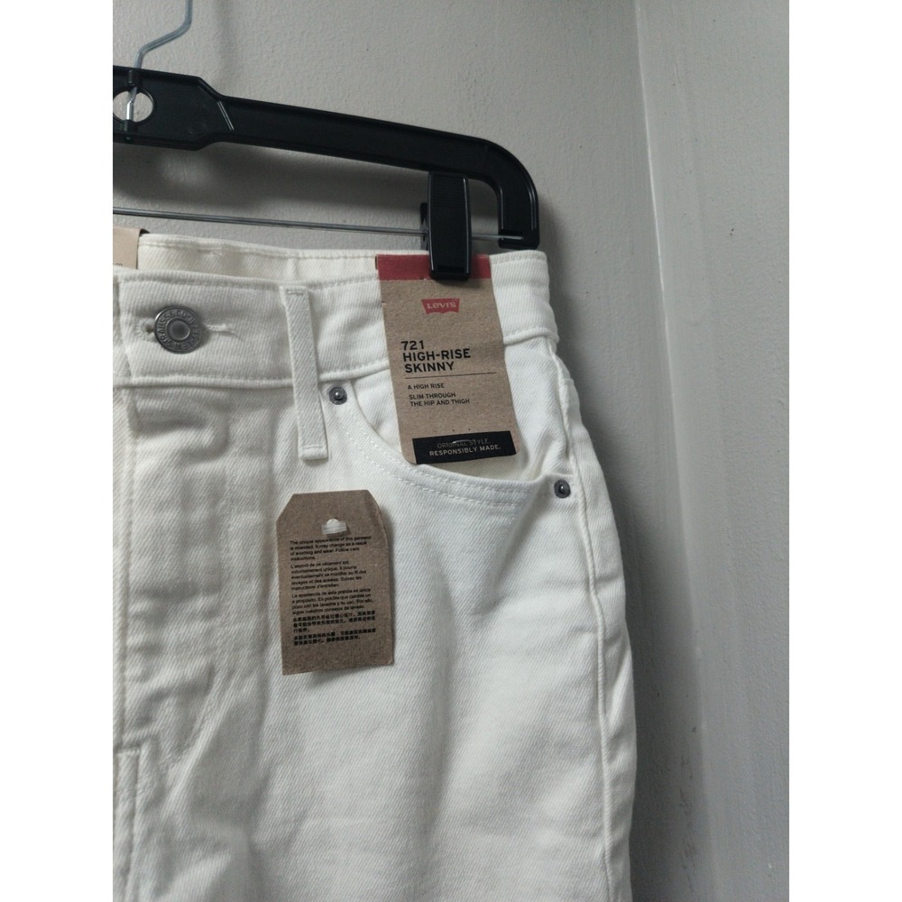 Levi's 721 High Rise Skinny White Stretch Jeans Women's 2 Short 26W X 28L NWT